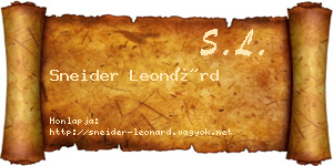 Sneider Leonárd névjegykártya